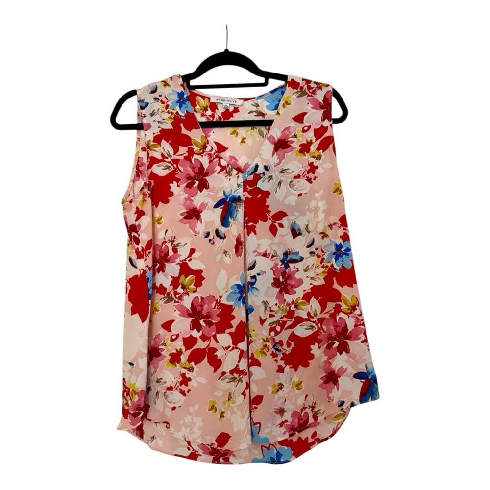 Rose & Olive Pink, Red and Blue Floral Blouse